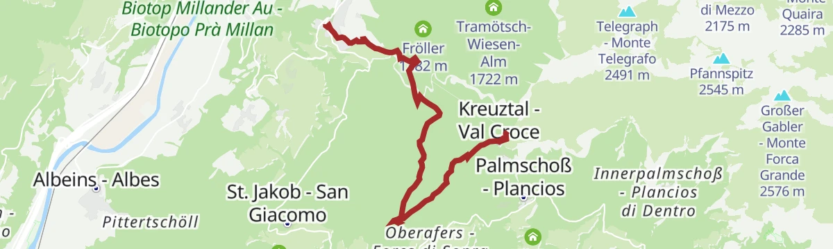 Route map: Colle Libero – Valcroce Hike